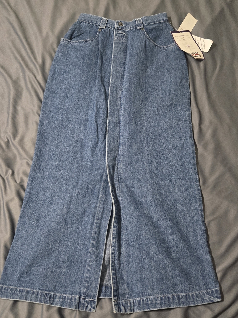 Bill Blass Denim Maxi Skirt Button Front Size 4 NWT Cottagecore VTG Western Y2K
